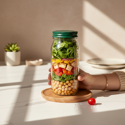 Leakproof Plastic Salad Box Container with Side-opening Cover, Portable Breakfast Fruit Storage Box for Picnic Home Office