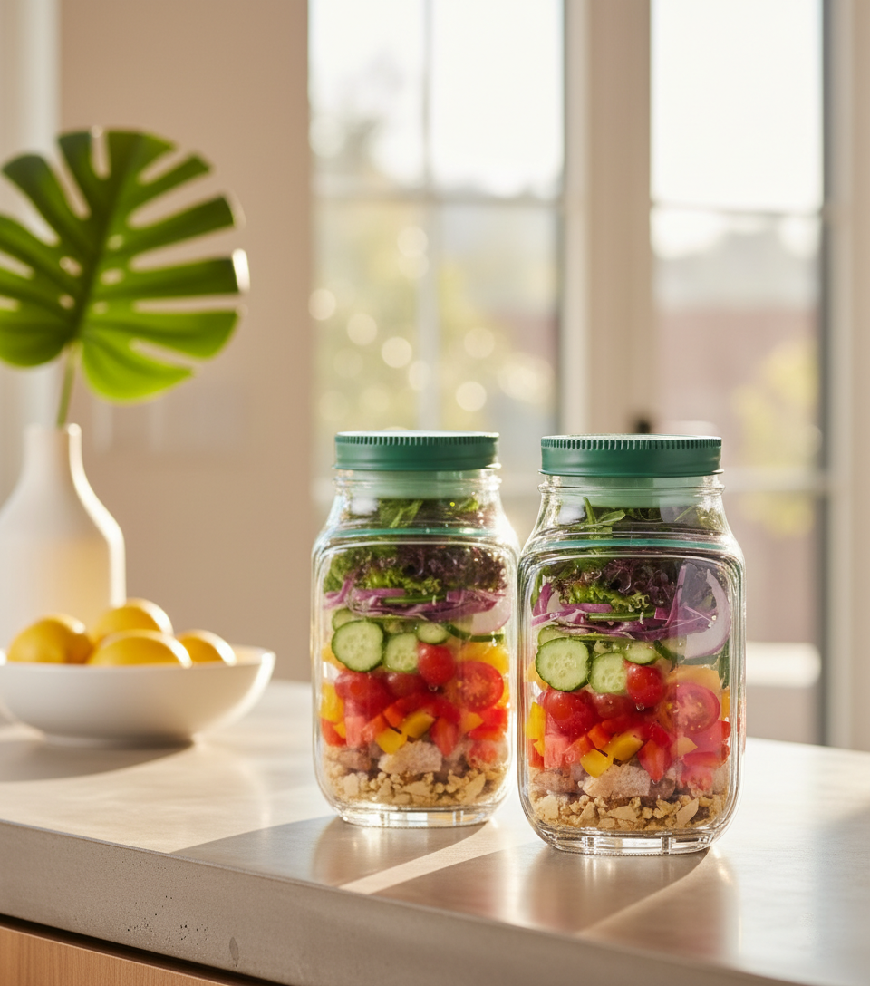 Leakproof Plastic Salad Box Container with Side-opening Cover, Portable Breakfast Fruit Storage Box for Picnic Home Office